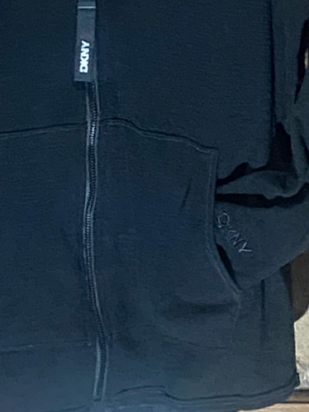 DKNY Black Zip-Front Hooded Sweatshirt - Picture 5 of 5